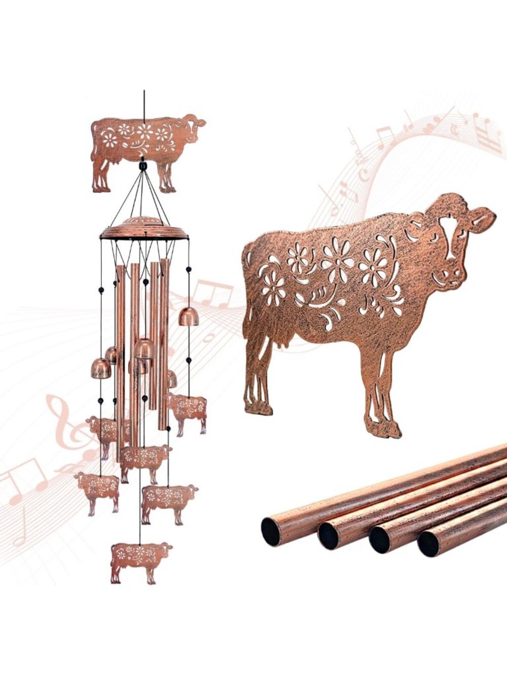 Charming Cow Wind Chimes for Garden, Patio & Home Decor - Unique Gifts for All